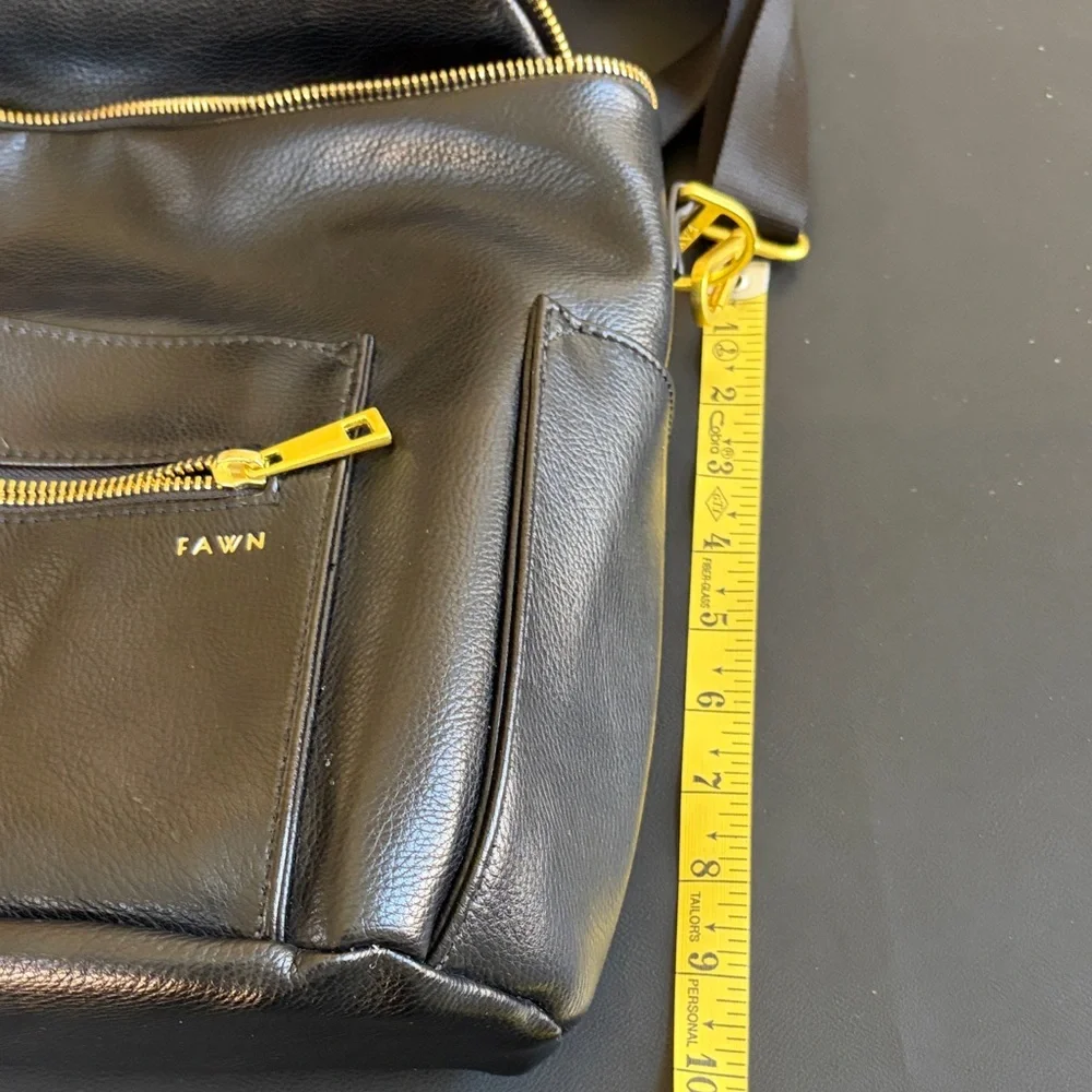 Fawn Design The Original Black Faux Leather Diaper Bag Backpack